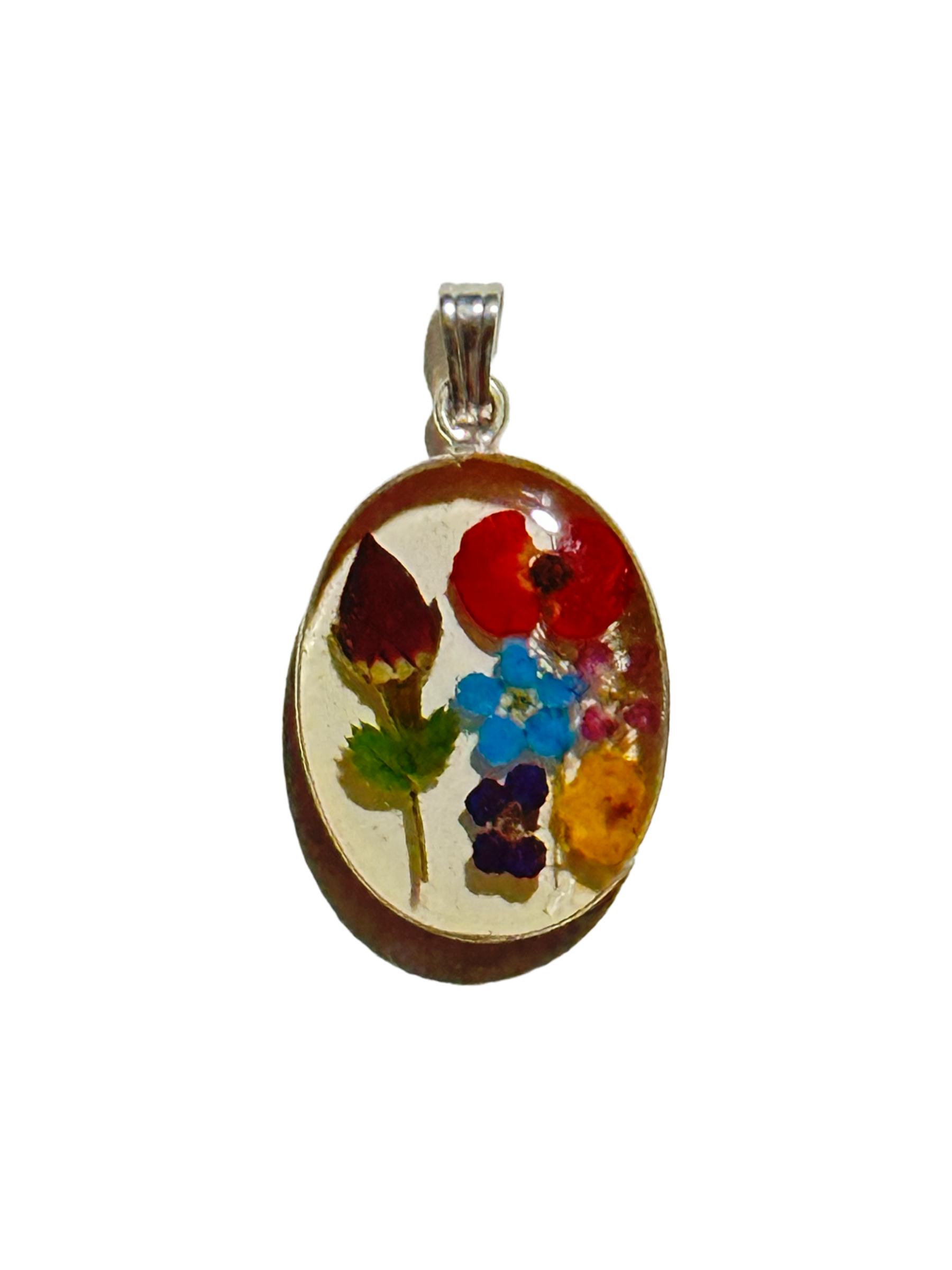 Multi Roses Oval Pendant